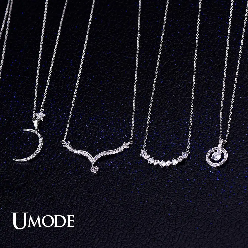 UMODE Fashion Multi Type CZ Pendant Necklaces for Women Clear Zircon Choker Necklaces Fashion Jewelry Collier Femme UN0012X