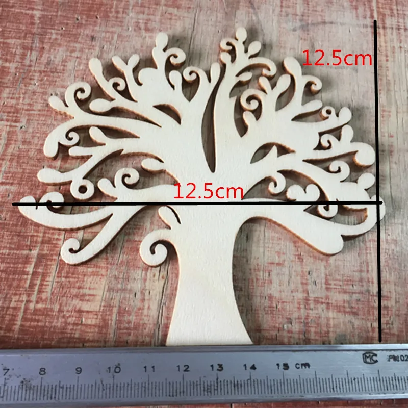 Natural Wooden Life Tree Carved Painting Craft, Scrapbooking for Handmade Sewing, Home Decoration, DIY, 1Pc