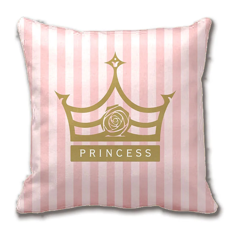 

Chic Pink Stripes And Gold Rose Princess Crown Throw Pillow Case Decorative Cushion Cover Pillowcase Customize Gift By Lvsure