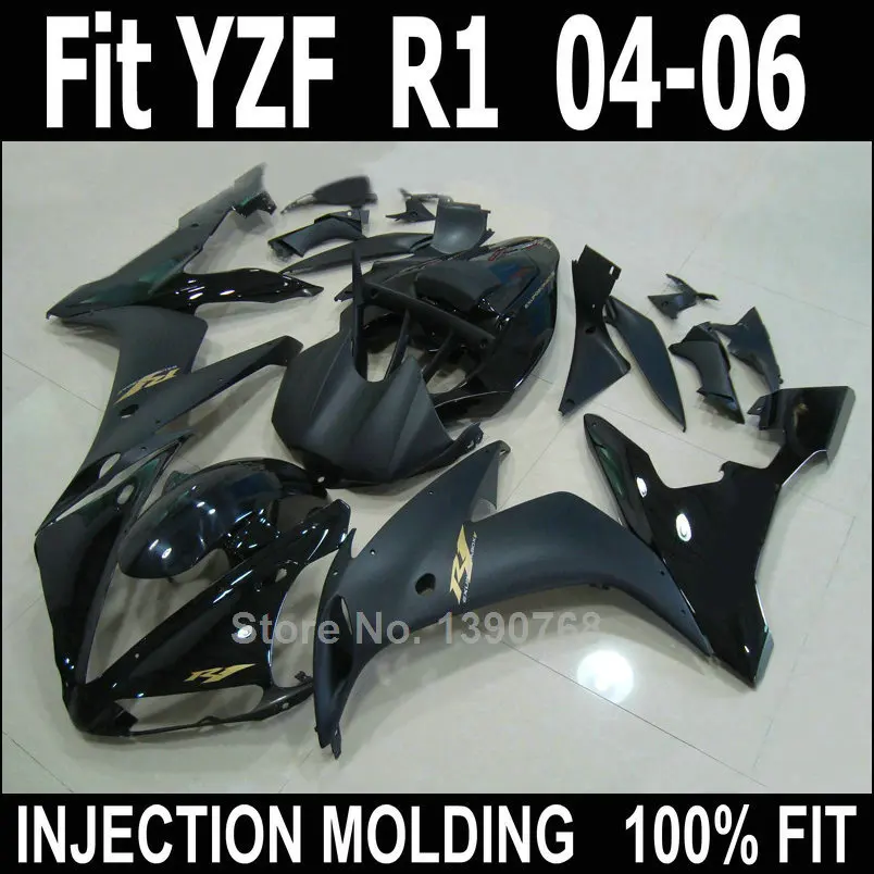 Top selling fairing kit for Yamaha injection molding YZF R1 04 05 06 matte black fairings set YZFR1 2004 2005 2006 LV52