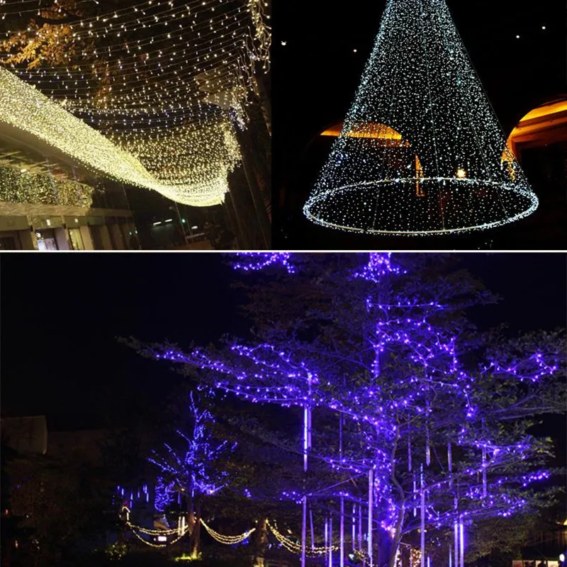 Holiday Outdoor String Lights 100 LED 10M Christmas Wedding Lighting Decorations Warm White RGB 220V 110V EU US Plug