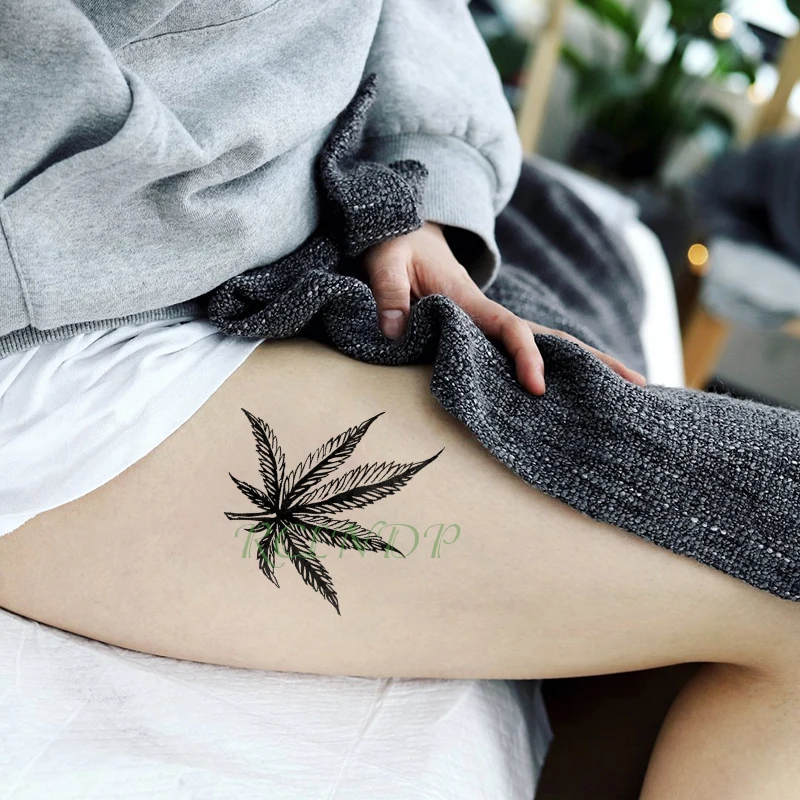 Waterproof Temporary Tattoo Sticker  Maple leaf Fake Tatto  Flash Tatoo Leg Arm Hand for Girl Women Men Big size Body Art