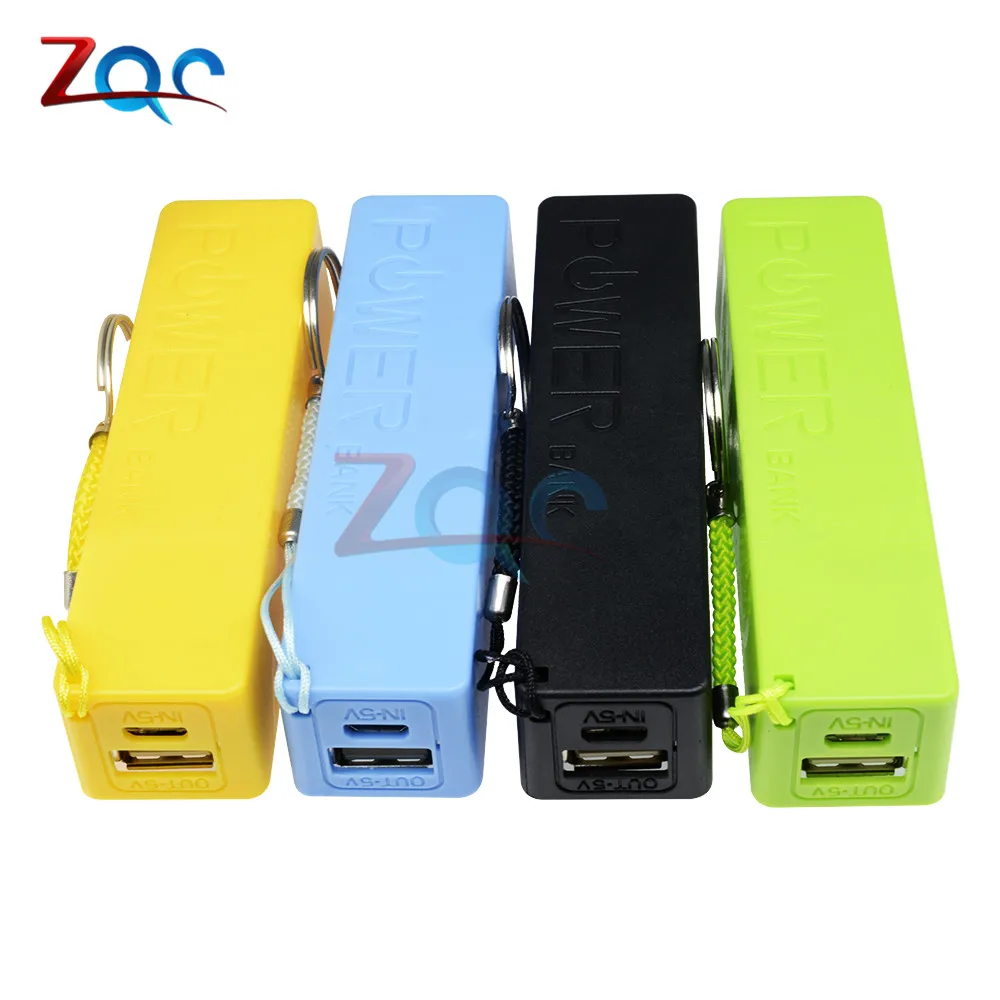 New Portable Power Bank 18650 External Backup Battery Charger With Key Chain Green Black Yellow Blue