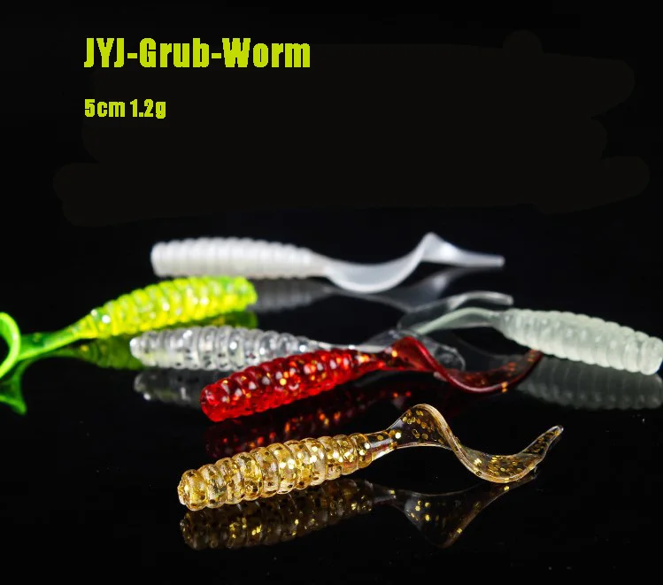 100pcs 5cm soft assorted color artificial worm grub fishing lures soft worm grub in fishing lure