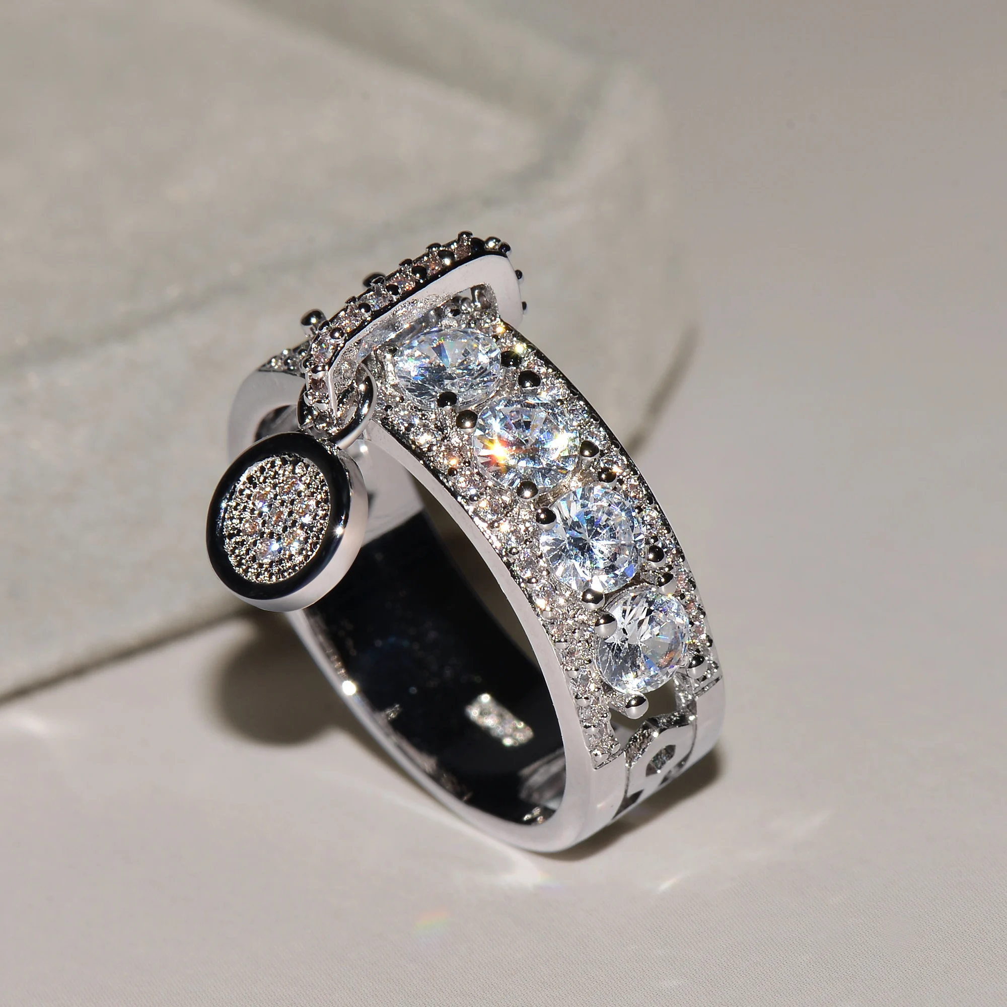 Hot sale White Zircon Engagement Ring Vintage Rose Gold Filled Wedding Rings For Women Fashion Jewelry