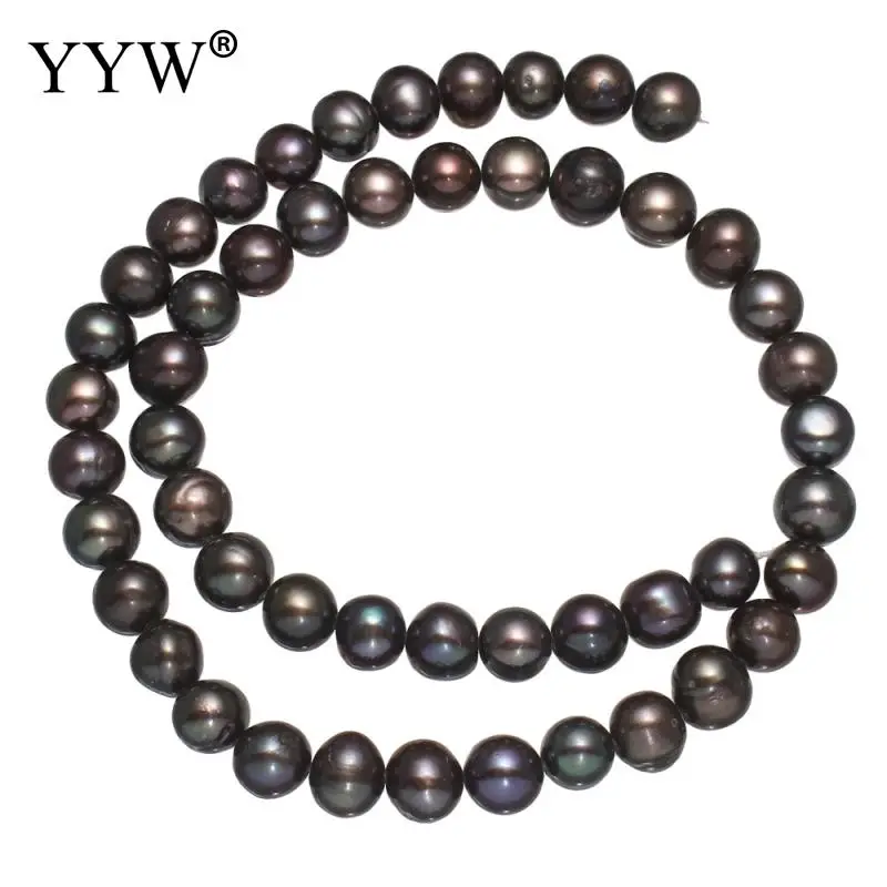 Grade A 8-9mm Natural Freshwater Pearl Beads Round Black Pearl Loose Beads For DIY Necklace Bracelat Jewelry Making Finding