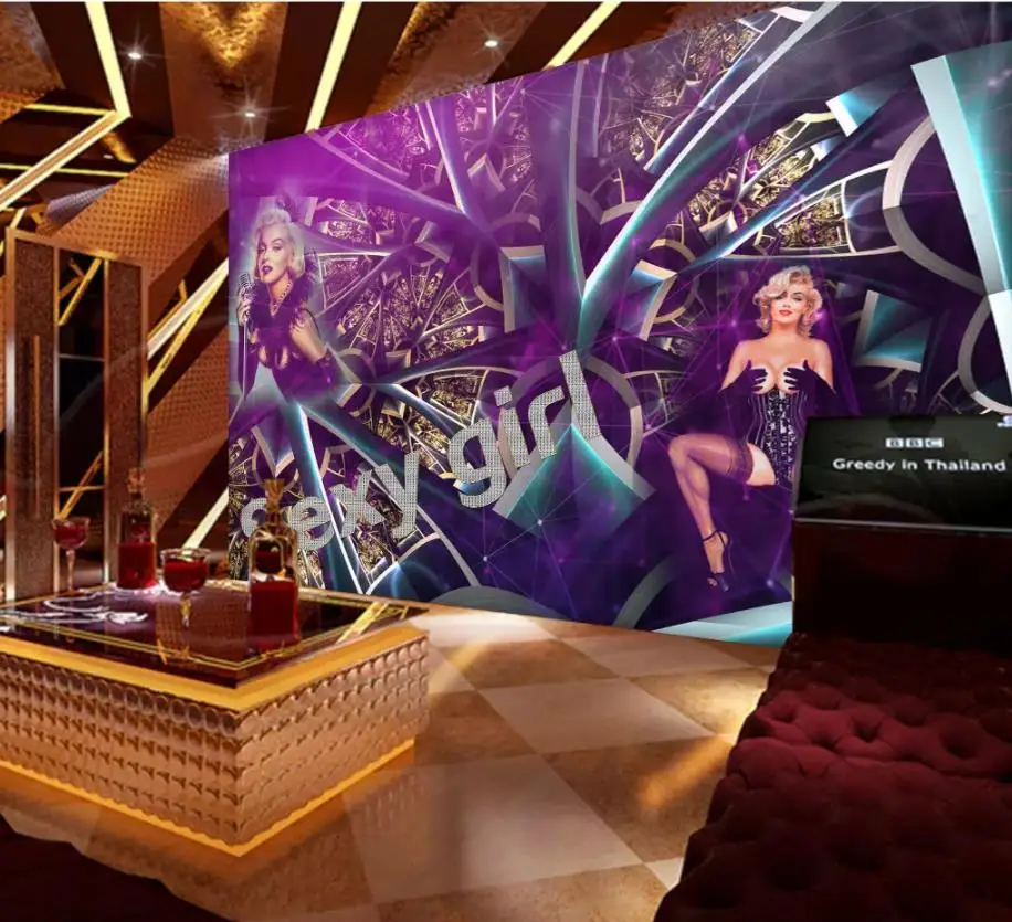 

Modern Custom 3D Wallpaper Sexy Monroe Bar ktv tooling retro trend cool background wall 3d Mural Wallpaper