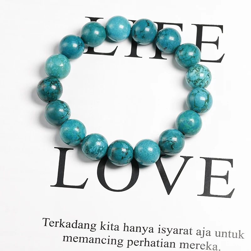 Natural Turquoises Stone 12MM Beads Bracelets for Women Round Beaded Bracelet Men Jewelry Gift Yoga Meditation