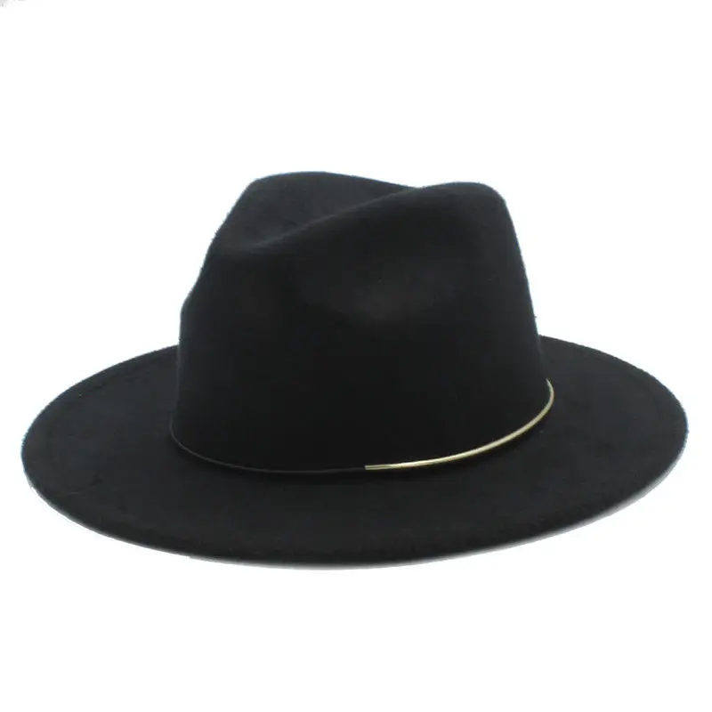 

Mistdawn 2018 Fashion Unisex Wool Blend Panama Hats Wide Brim Fedora Caps Jazz Churh Party Outdoor Cap