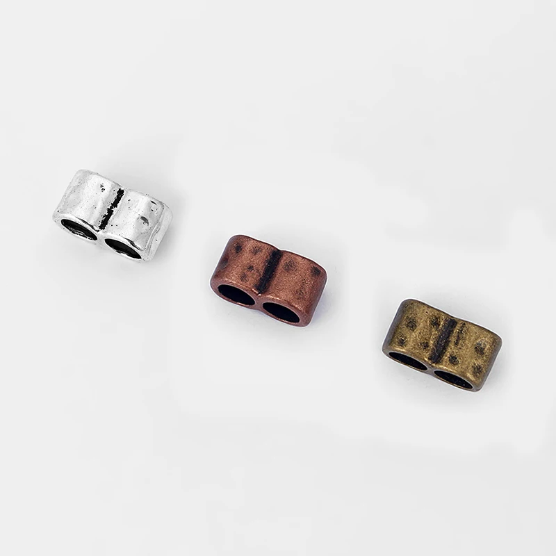 

10Pcs Hammered Double Holes Slide Spacer Beads For 5mm Round Leather Cord Bracelet Necklace Jewelry Making Findings