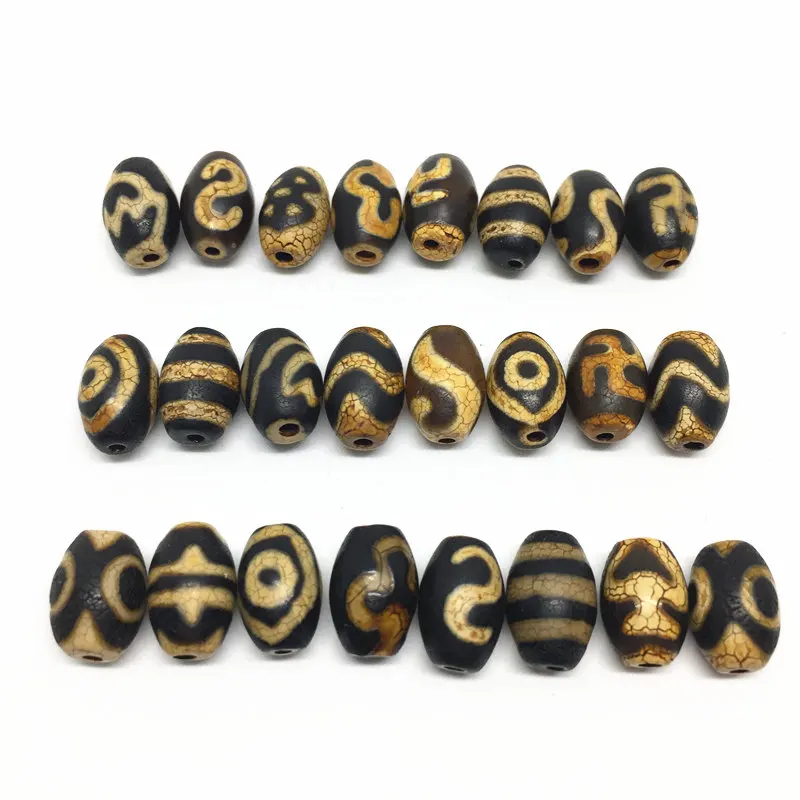 10pcs/lots Natural Stone Accessories Beads Tibetan Dzi Beads 8mm*12mm for making diy Jewelry Free Shipping