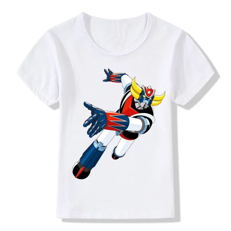 Boy and Girl Anime Grendizer Printing T-shirt Children Funny Japan Robot T shirt Kids Summer Tops Tee Baby Clothes,HKP476