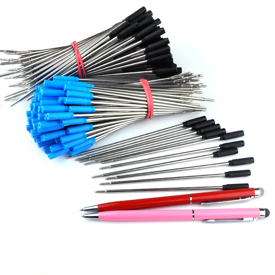 10Pcs/Lot Rotating Metal Special Ballpoint Pen Refill Rod Cartridge Core Recharge Red Black Blue Ink 11.6cm PH2008