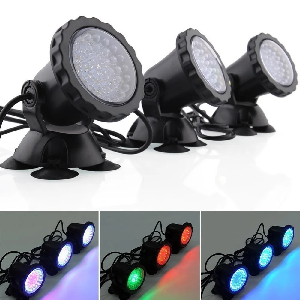 12V RGB LED Underwater Light 36LED IP68 Waterproof Aquarium Spotlight Swiming Pool Fountains Pond Tank Light for Landscape Decor