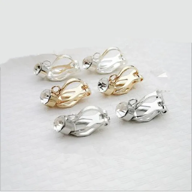 10 sztuk/partia miedzi kolczyki klipy z Rhinestone/nie kolczyk do piercingu drutu haki klipsy do uszu dla DIY akcesoria do wyrobu biżuterii Z775