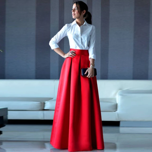 Extra long red maxi skirt best sale