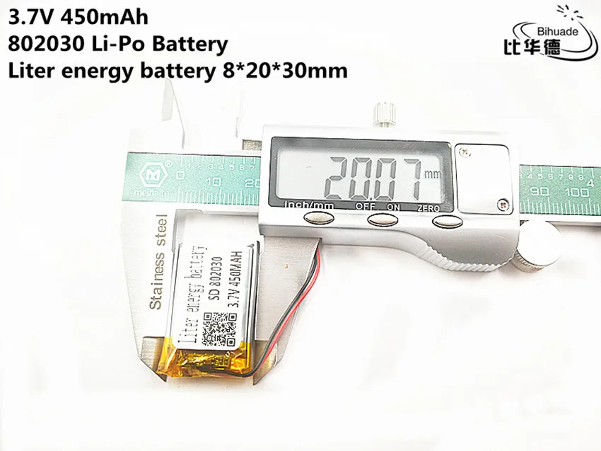 5pcs Good Qulity 3.7V,450mAH,802030 Polymer lithium ion / Li-ion battery for TOY,POWER BANK,GPS,mp3,mp4