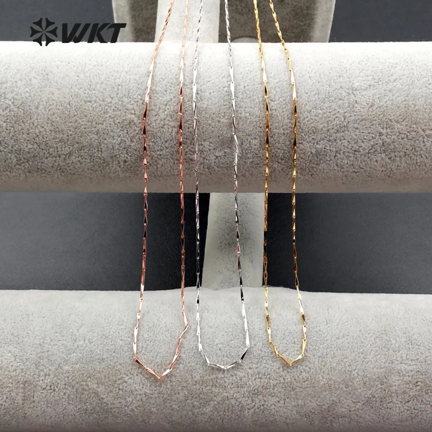 WT-N1041 Wholesale Clasp elegance Chain Necklace 18'' long brass twill-like chain in best plated Necklace Gift All-match Jewelry