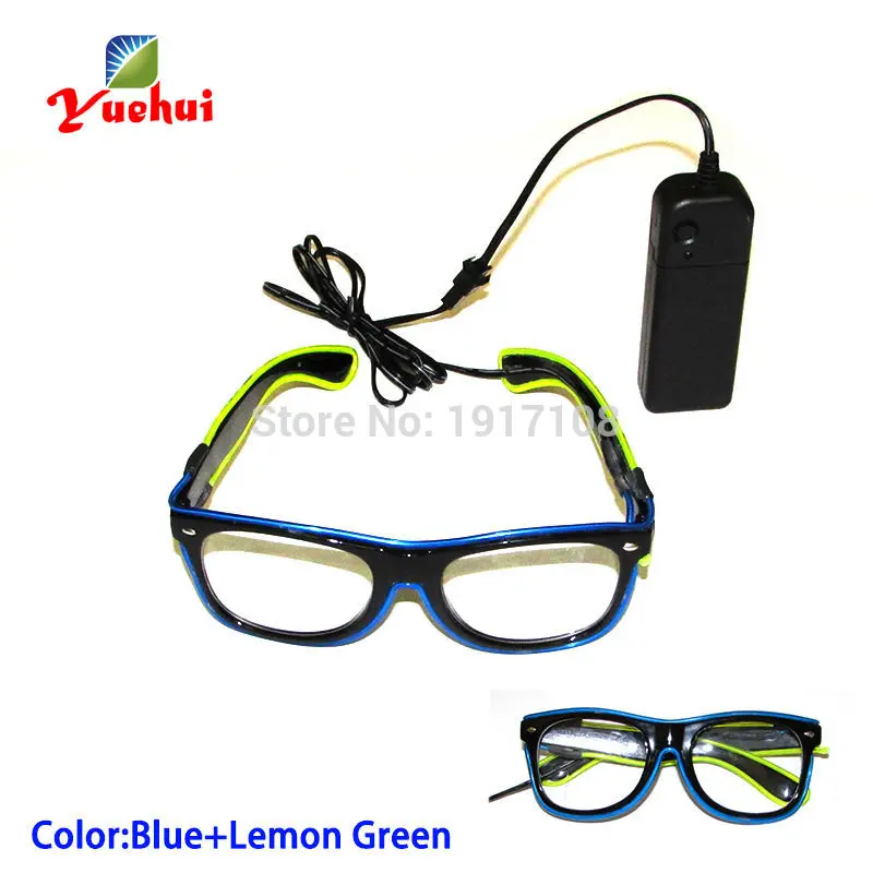 Artificial Flashing Double color Glasses Powered By DC-3V 5 Trendy style EL Wire Cold Light Tube Rope Birthday Party Decoration