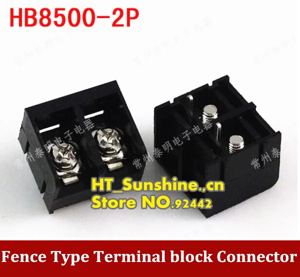 100pcs Free Shipping  HB8500-2P Fence type Terminal block  2pin straight pin can be mosaic ,Connector spacing 8.5mm