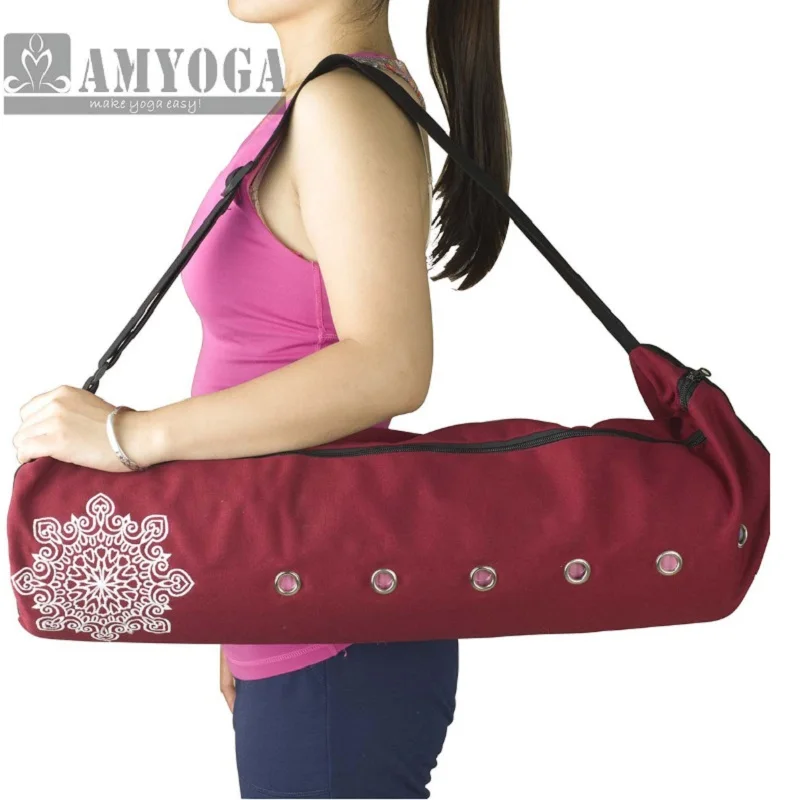 キャンバスヨガマットバッグ シングルショルダー ジムマットバッグ フィットネススポーツバックパック ヨガバッグ 6-8mmマット用（ヨガマットは含まれません）