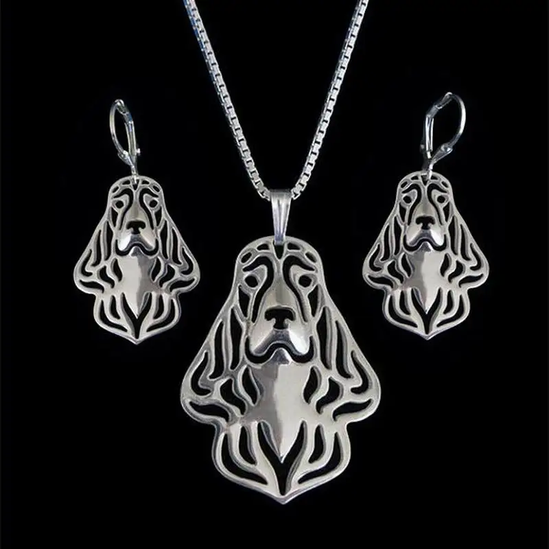 Women English Cocker Spaniel Jewelry Set Lovers' Metal Pet Dog Jewelry Set