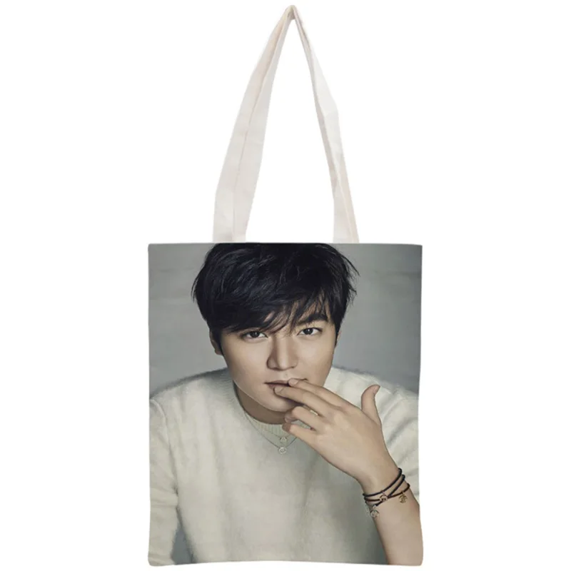 Borsa a mano personalizzata Lee Min ho borsa a mano riutilizzabile borsa a tracolla pieghevole in tela di cotone da donna