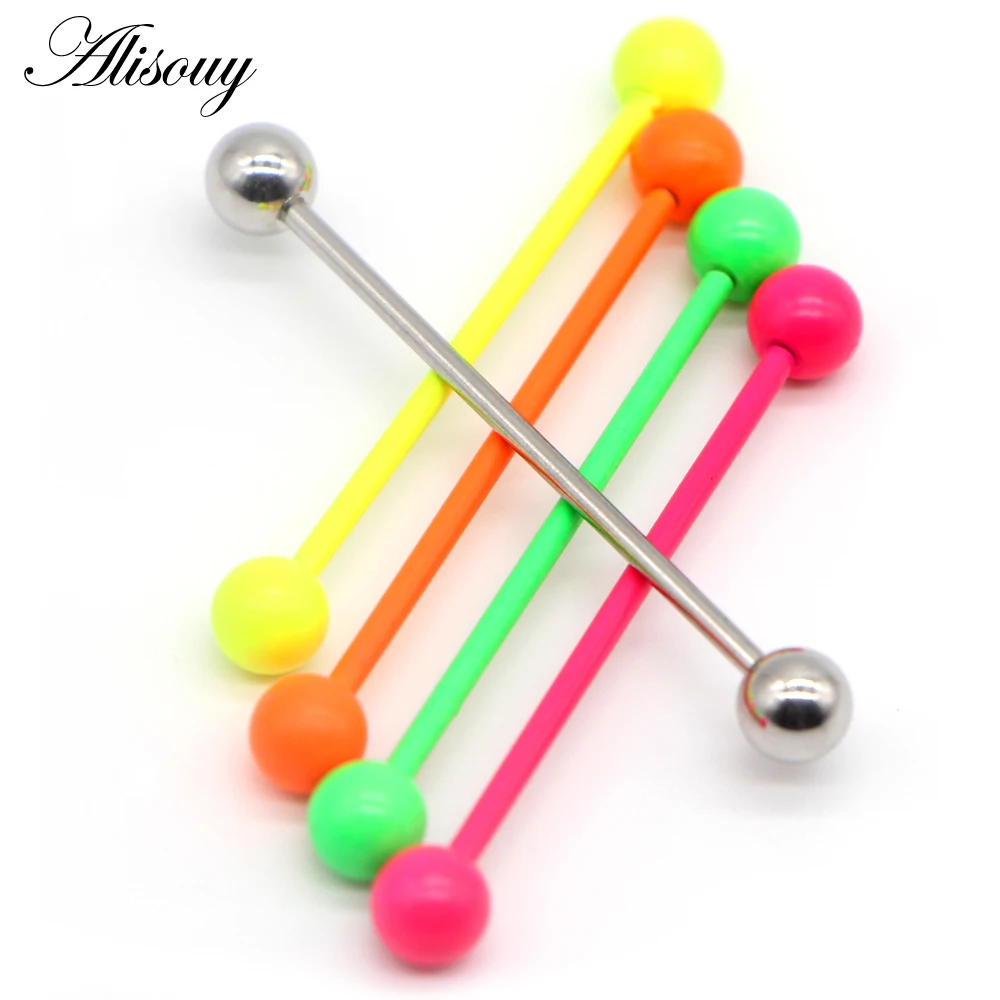 Alisouy 1PC Candy color industrial long nail stud earrings industrial ear nails piercing orelha cartilagem Ear bone nail Labret