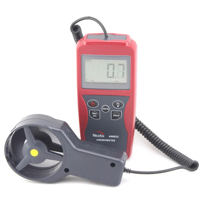 Digital anemometer, AM821 handheld anemometer, measuring instrument, high precision wind speed and air temperature tester