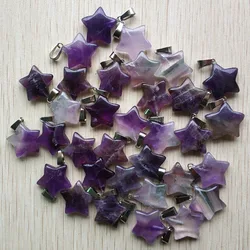 Wholesale 30pcs/lot good quality natural amethyst stone star shape pendants charms for jewelry Accessories making  free shipping