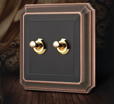Antique Black Wall Switch 86 type Retro Toggle Switch 1 GANG/ 2 GANG/ 3 GANG/ 4 GANG 10A 110V-250V Wood Panel Brass Lever
