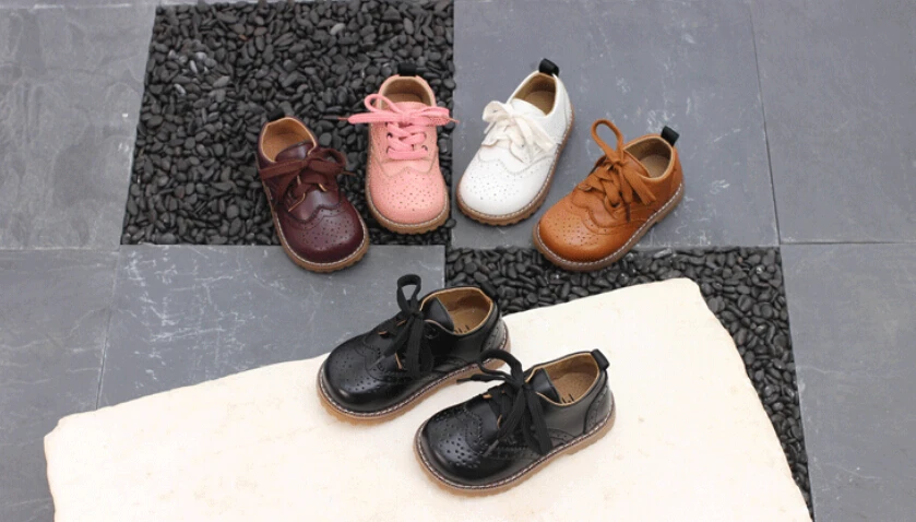 autumn new children's shoes leather  boys and girls leather shoes Korean version Children's wedding shoes Cowhide flat bottom