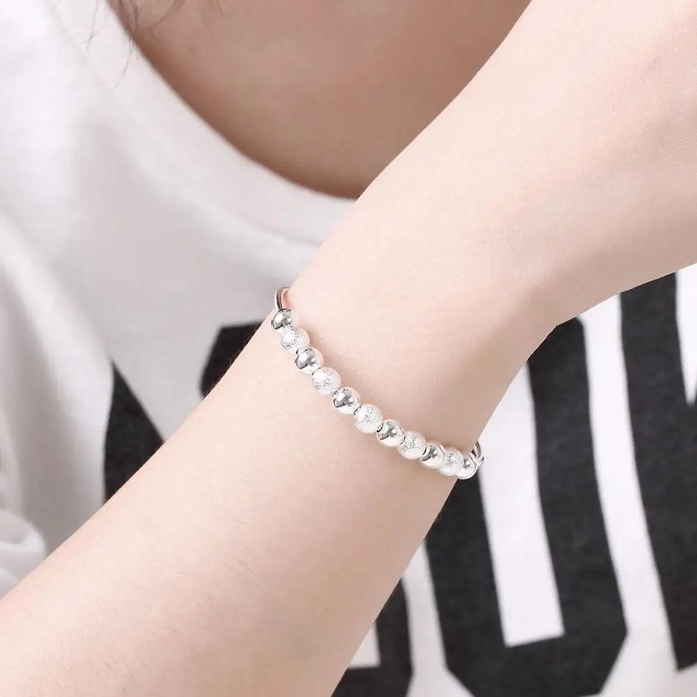 New Listing silver color jewelry charm light sand bead bangle fashion bracelet female party jewelry BKB001 wholesale