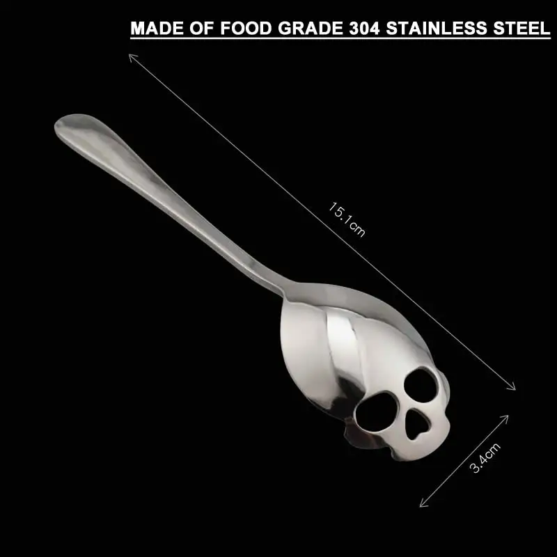 Creative 304 Stainless Steel Skull Coffee Spoon Dessert Tea Sugar Scoop For Home Kitchen Bar Coffee Shop Party Accessories Gift