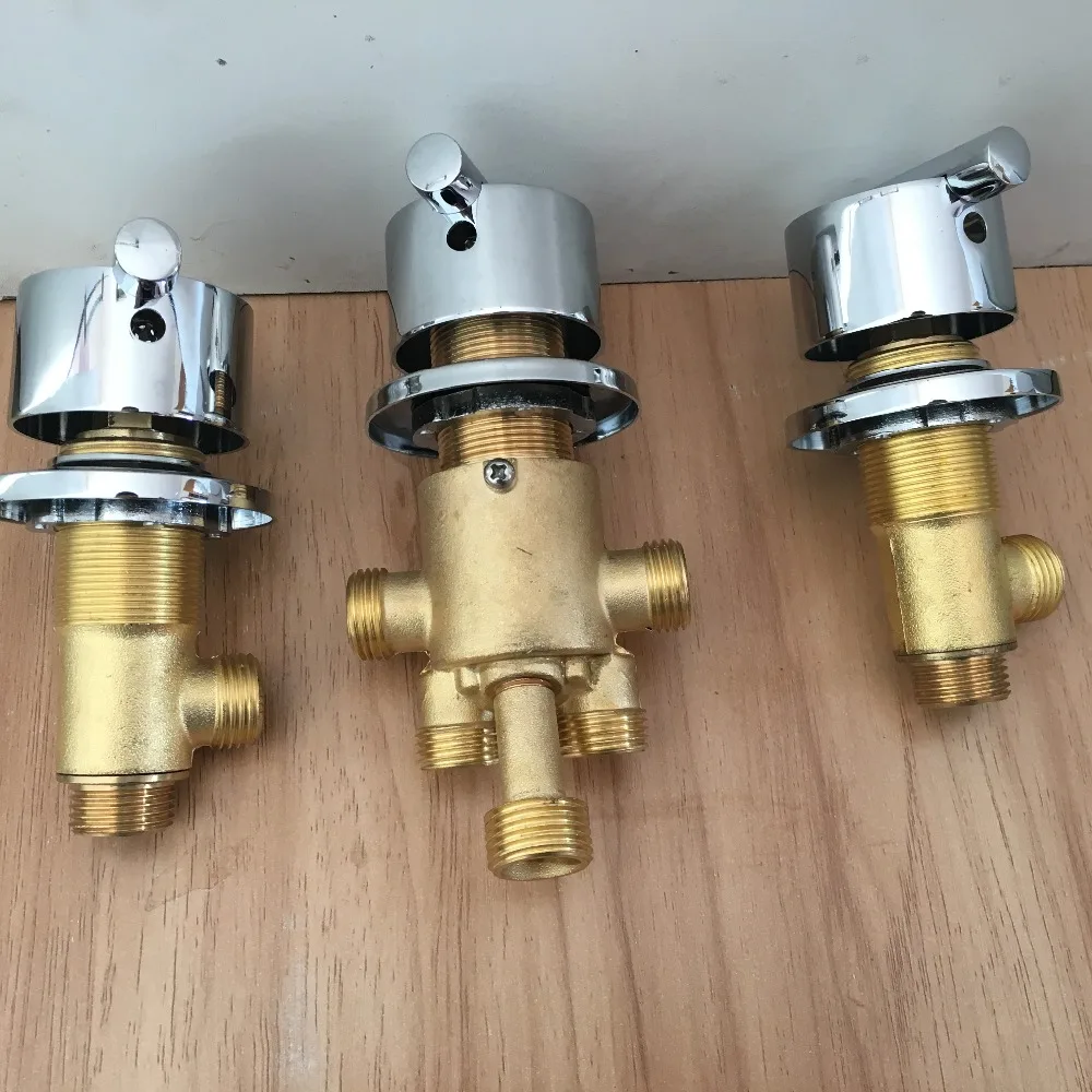 

3-ходовой выпускной латунный переключающий клапан для смесителя для ванны, смеситель для душа, регулирующий клапан смесителя для ванны, разделенные боковые смесители с пятью отверстиями