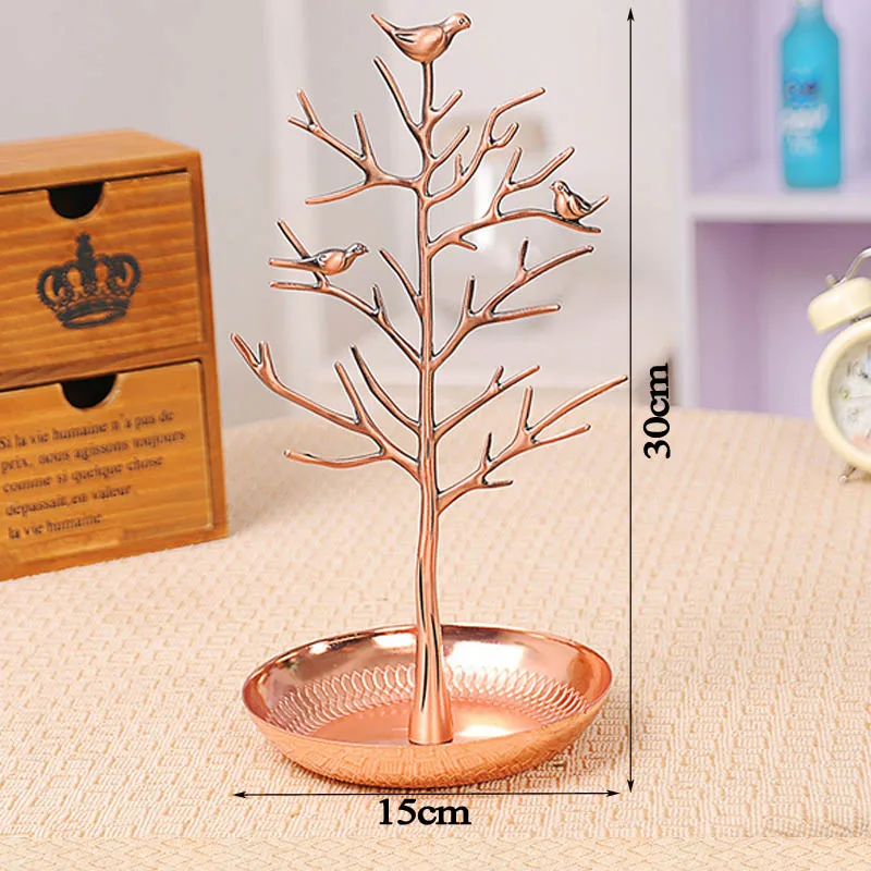 Rasalhaguer Hot Sale Jewelry Display Stand Rack Tree Bird Stand Iron Necklace Earring Holder Bracelet Fashion Organizer 5 Colors