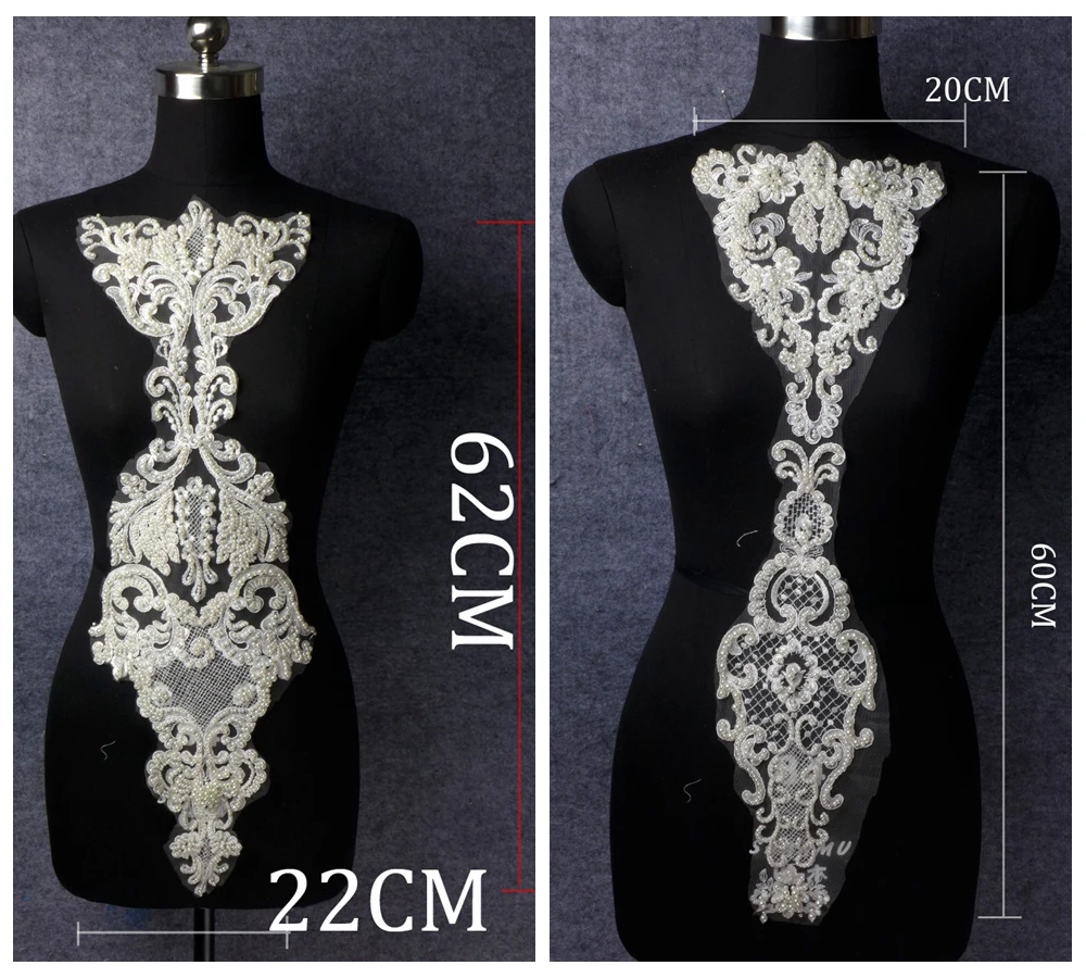 La Belleza 1 piece beading/without beading large applique wedding/bridal patch accesories