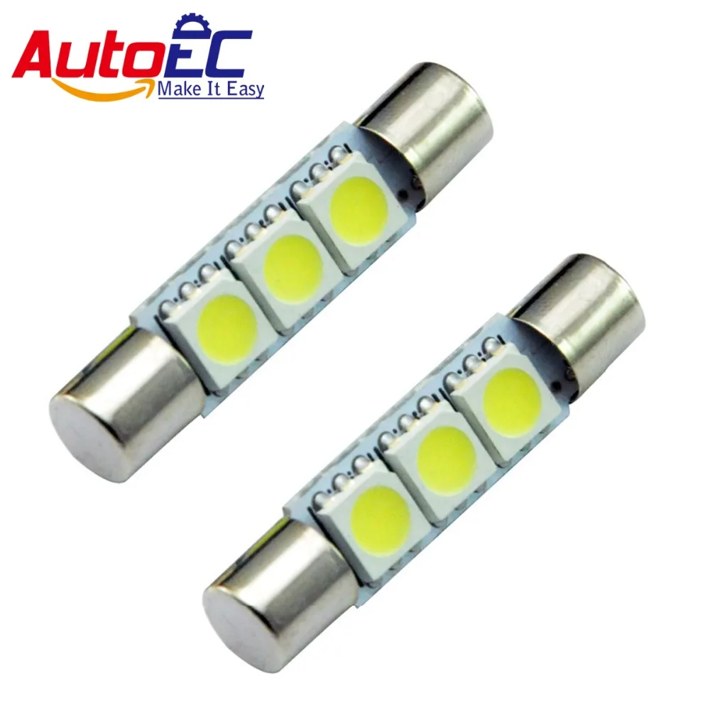 AutoEC LED 50x 28mm 31mm 3 SMD 6641 Car Vanity Mirror Light auto accessories Interior LED Panel Lamp bulb White #LK107