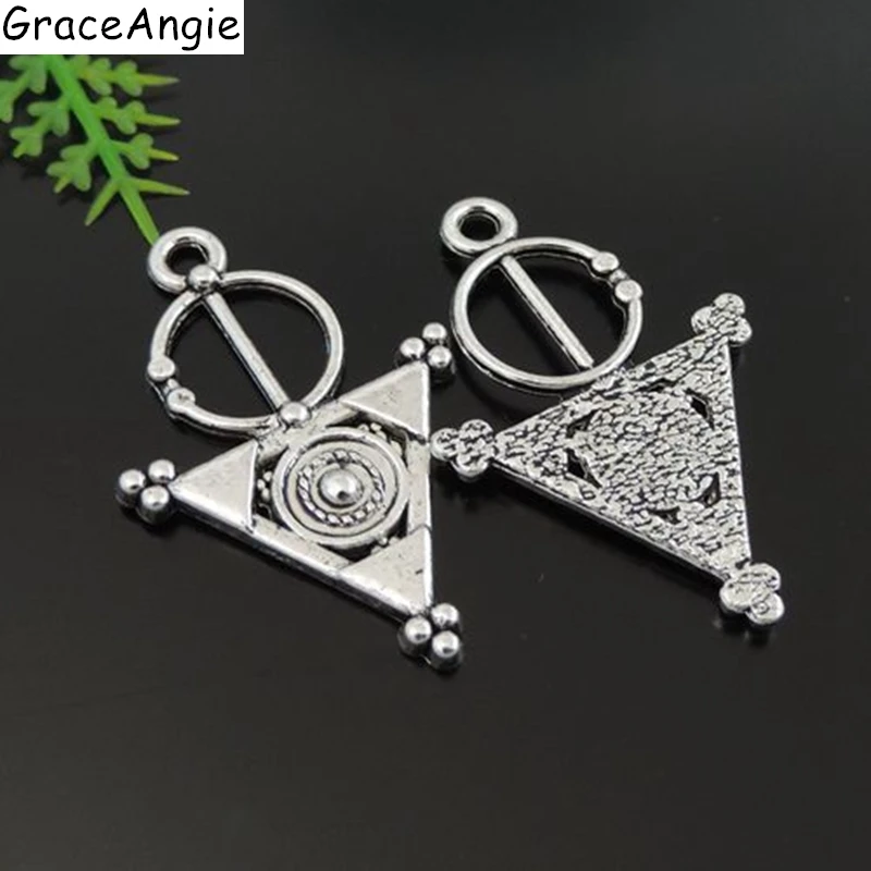 (20Pieces)Graceangie Bohemia Alloy Necklace Pendant 33*21mm Triangle Circle Jewelry Making diy Women Gift Metal Charms 39421