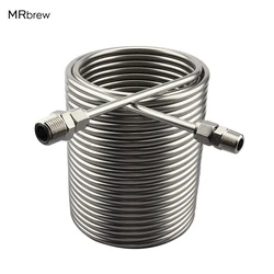 20m Length Cooling Coil, Double Layer Beer Water Wort Chiller ,Food Grade 304 Stainless Steel, With 3/8'' and 1/2