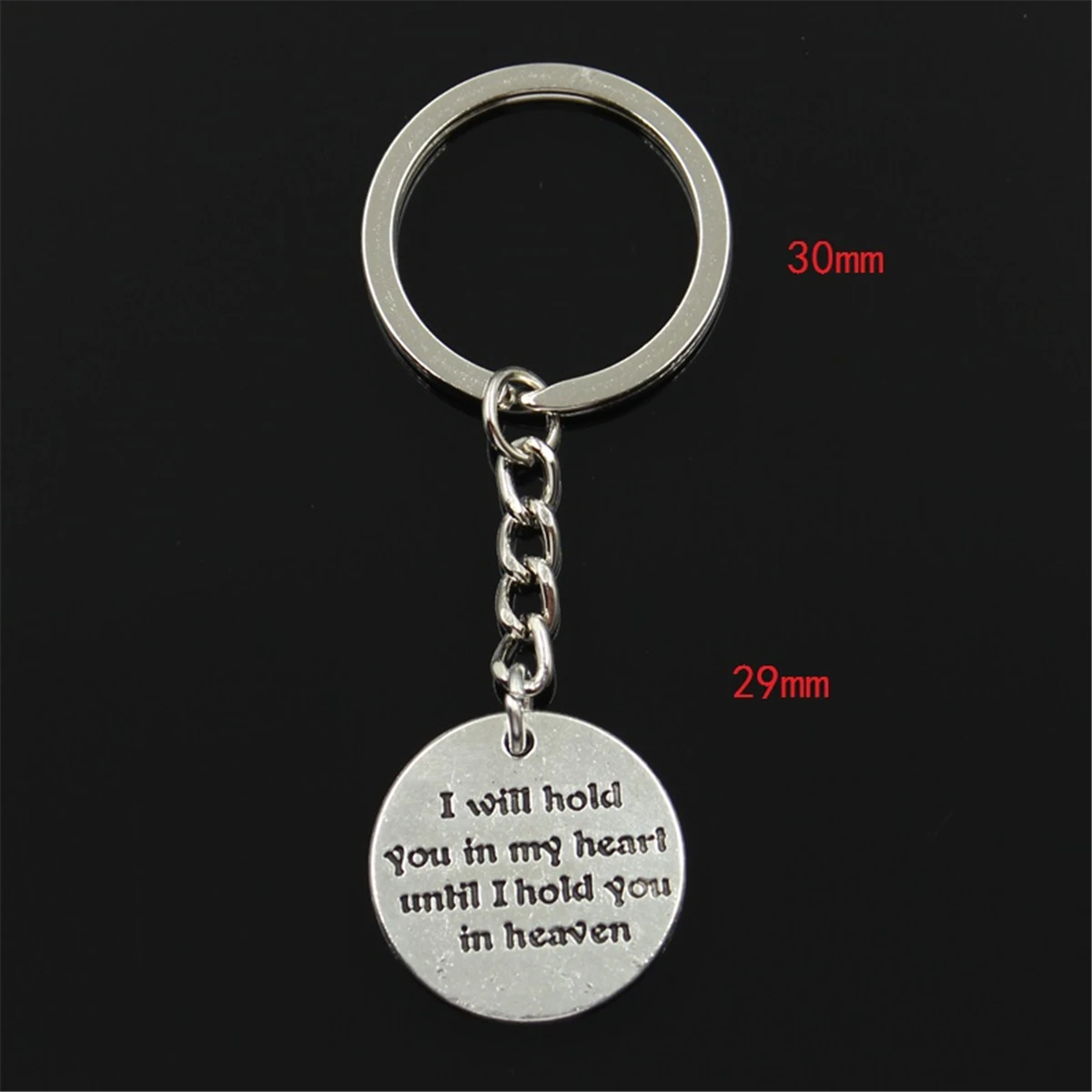 New Fashion Men High Quality Car Keychain DIY Holder I Will Hold You In My Heart Until I Hold You In Heaven Pendant For Gift