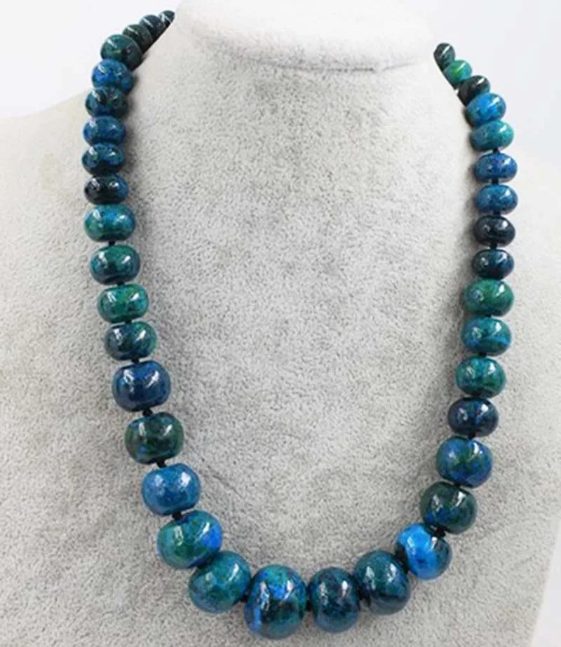 

wow! manmade peacock stone roundel 8-20mm neck greeen necklace 17inch wholesale beads