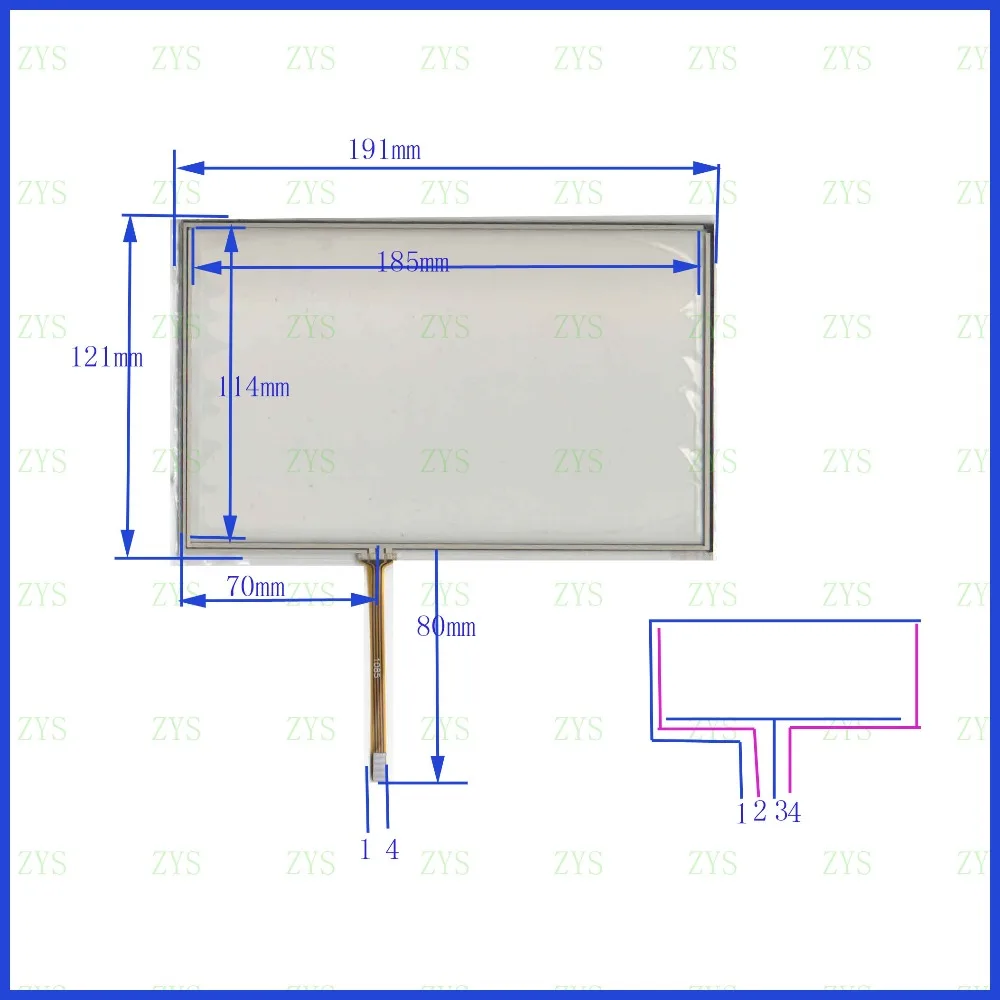 MỚI 8 inch 4 dòng cảm ứng điện trở panel màn hình 191 mét * 121 mét TouchSensor FreeShipping 191*121