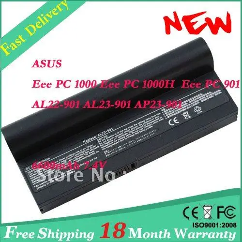 Laptop Battery for ASUS Eee PC 901 Eee PC 1000  Eee PC 1000H  AL23-901 battery 6600mAh-Black