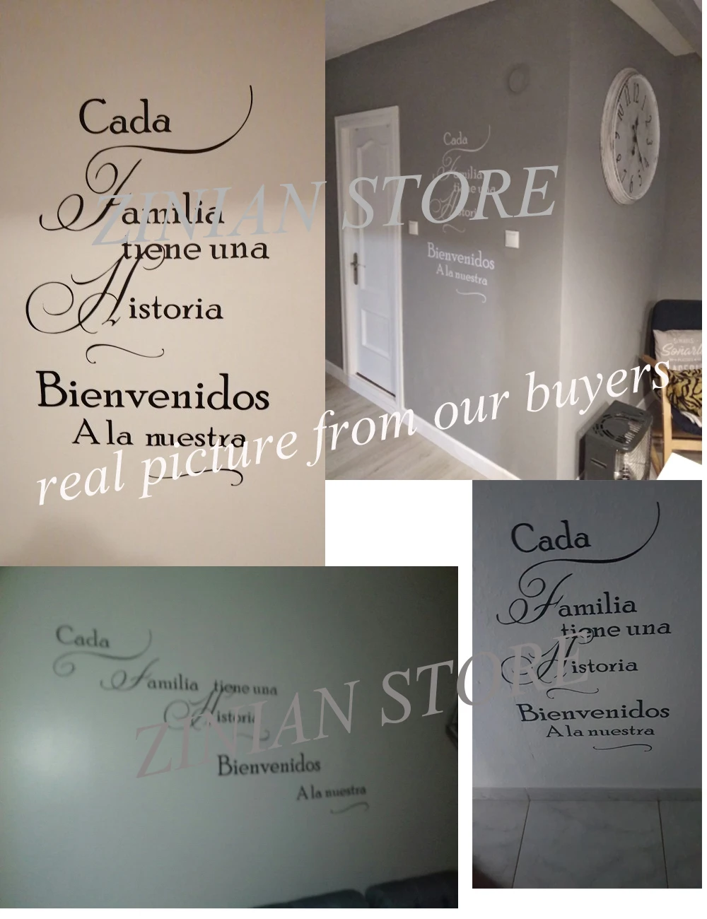 Spanish Home Quotes Wall Decal Cada Familia Tiene Una Historia WELCOME to Ours Vinyl Wall Stickers Home Decor Living Room Z598 image 3
