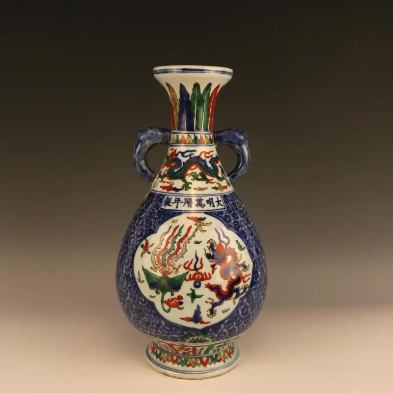 

Antique MingDynasty porcelain vase,blue Multicolored bottle,Hand-painted crafts,Decoration,Collection&Adornment,Free shipping