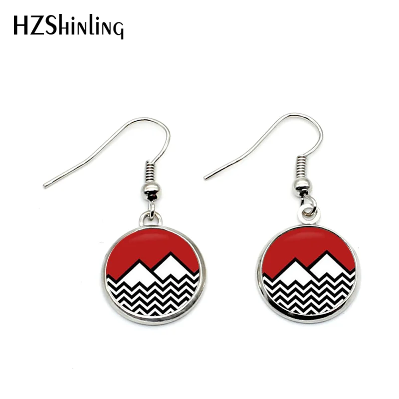 Pendientes de anzuelo con diseño de Twin Peaks para mujer, aretes de cabujón de cristal, colgante para taza de café, juego de televisión, novedad de NHE-0109