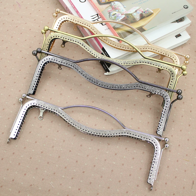 Free Shipping Vintage 2Pcs/lot 27cm Long M Shape Knurling Metal Opening Bags DIY Sewing Accessories Purse Frame Kiss Clasp