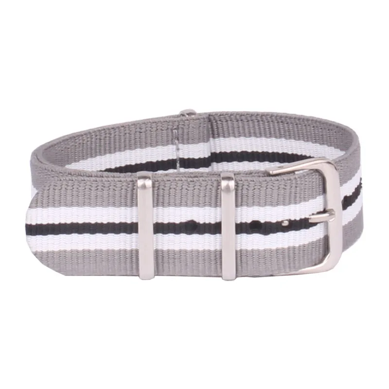 20 mm Cambo Grey/White/Black Woven Fiber watchband 20mm Nylon Watch Bracelet Strap Wristwatch Band Buckle For Hours Belts