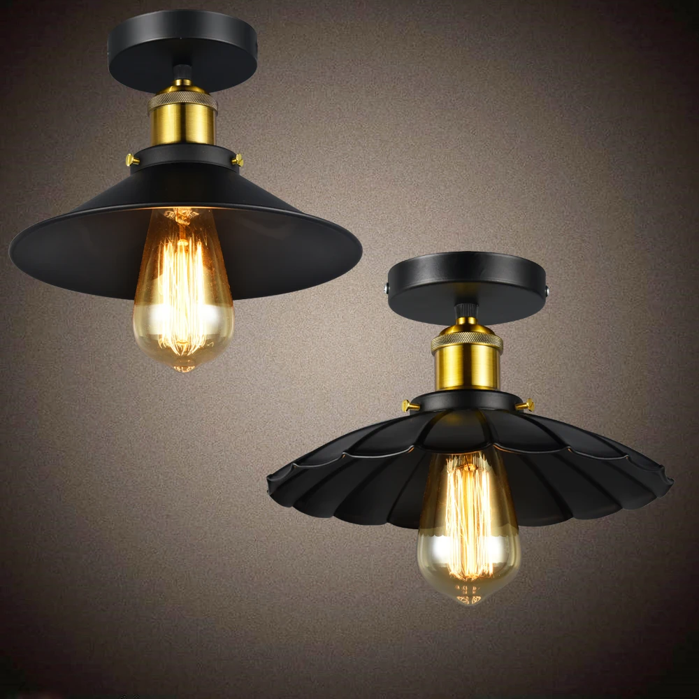 

Russia Vintage Ceiling Lights Black Industrial Dining Ceiling Lamp Modern Edison Bulbs Lighting Fixture with Antique Lampshades